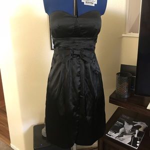 Black satin cocktail dress